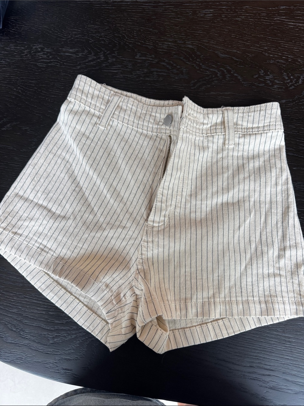 Universal Thread High-Waist Cream Pinstripe Shorts